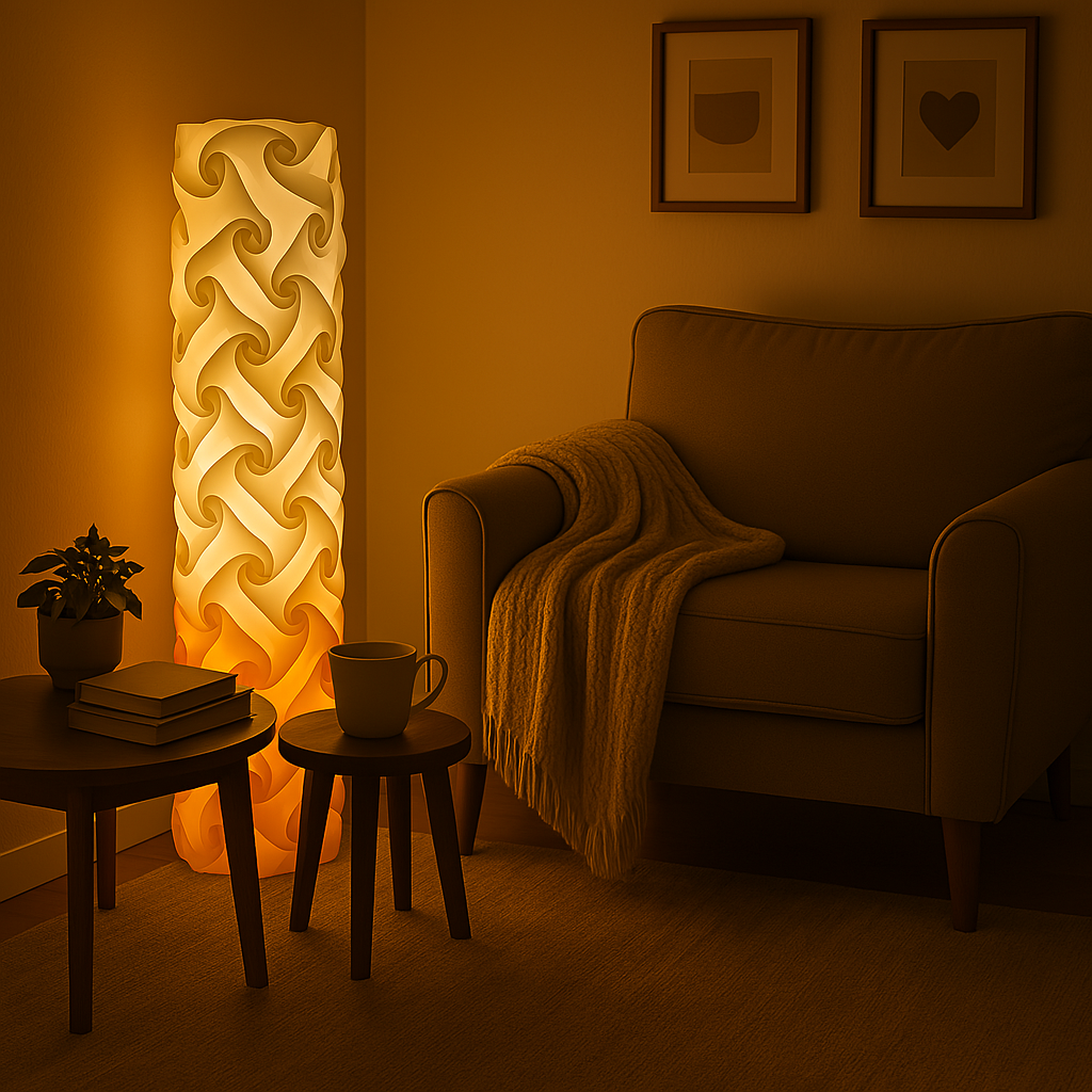 LumaTwist Corner Glow Lamp – AmberBliss Edition